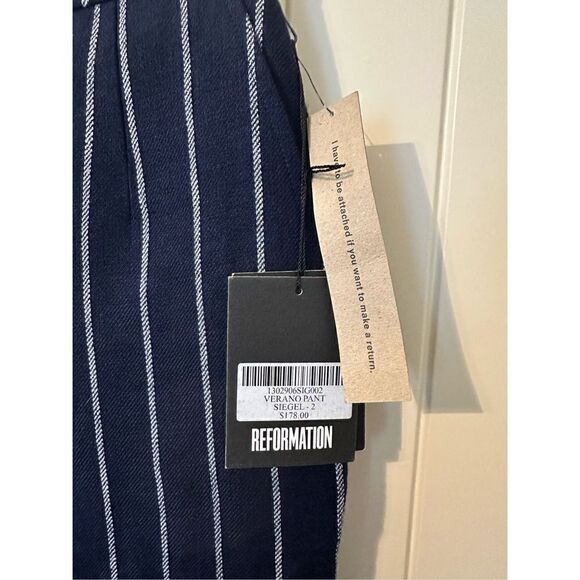 Reformation Navy Striped Ankle Pants - Picture 4 of 10